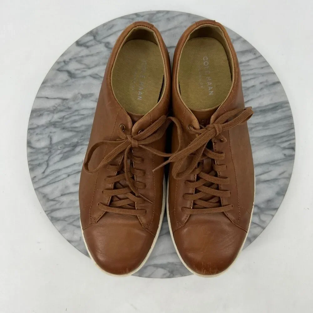Cole‎ Haan Mens 9.5 Shoes Pecan Brown Leather Grand Crosscourt II Sneaker C26521